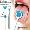 2PCS Tongue Brush and Tongue Scraper Combination - Respiratory Control Oral Cleaning Tool, Keeping Breath Fresh, Random Color