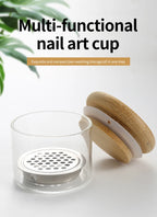 Nail Brush Cleaner Cup Wash Pen Brush Cup with Stainless Steel Mesh Base Nail Drill Bits Cleaning Container Crystal Glass Cup