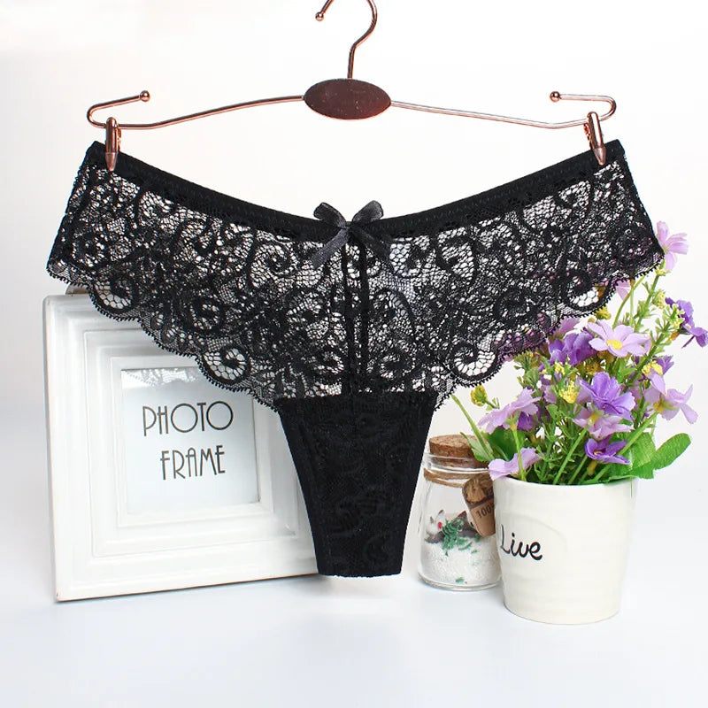 3Pcs/set Mesh Lace Transparent Thongs Women Panties Underwear Women Seamless G-String Female Underpants Intimates Lingerie