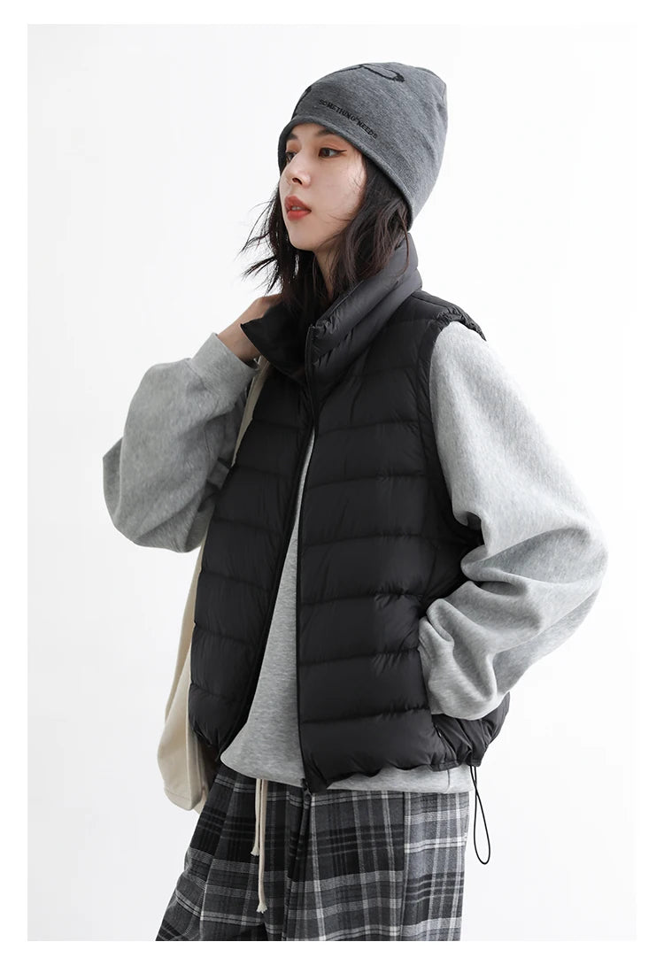 CHIC VEN New Women Down Coats Sleeveless Lightweight 90 White Duck Down Stand Up Collar Female Down Vest Autumn Winter 2026