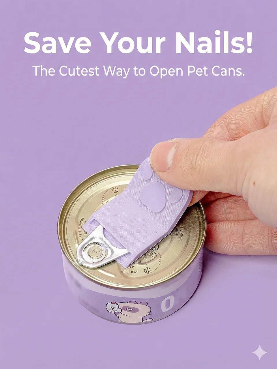 3D Printed Creative Cat Paw Shaped Pet Food Can Opener, Multifunctional Portable Cat Food Can Opener, Safe and Easy to Grip