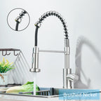 Brushed Nickel/Black Kitchen Faucet Single Handle High Arc Pull down Spray Sink Faucet with Lever Handle in Stainless Steelk