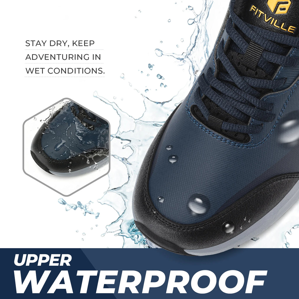 FitVille Extra Wide Hiking Shoes Waterproof Outdoor Non-slip Trail Climbing Shoes for Men Work Casual Sneakers Breathable