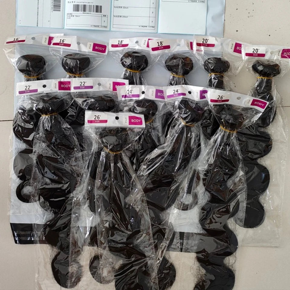 30 40 Long Body Wave Bundles Human Hair 8-40 Inch Brazilian Raw Unprocessed Raw Virgin Human Hair Wavy 2/3/4 Bundles