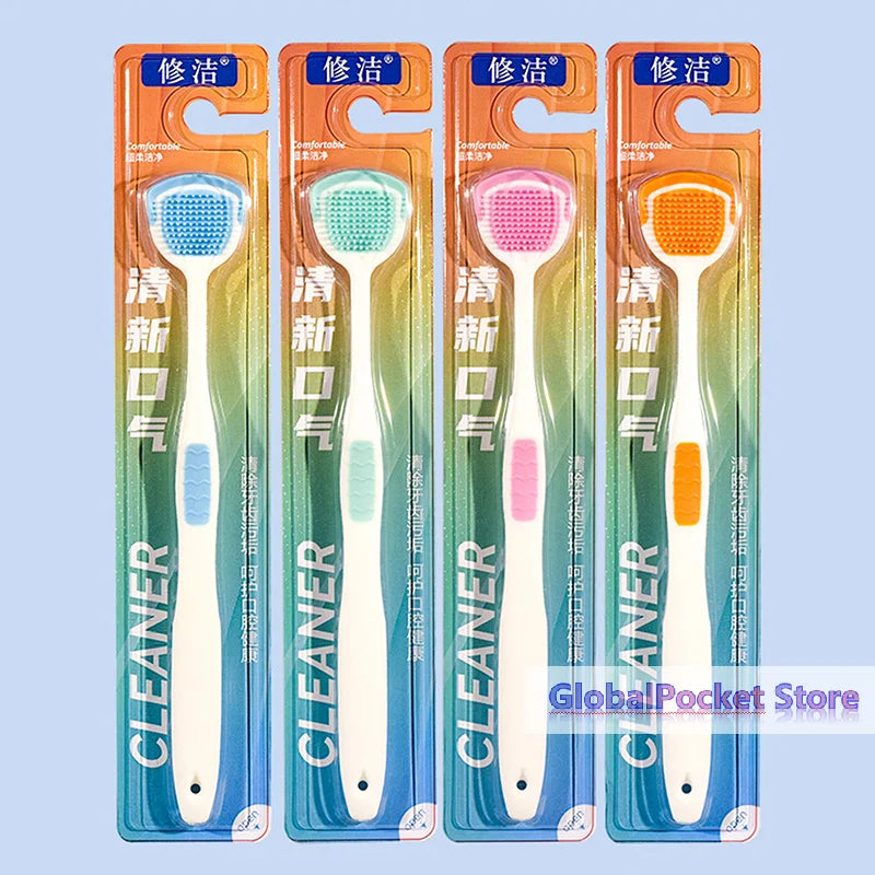 1/5PCS Tongue Scraper Oral Cleaner Brush Soft Silicone Cleaning Tongue Toothbrush Mouth Fresh Breath Scraping Hygiene Care Tools