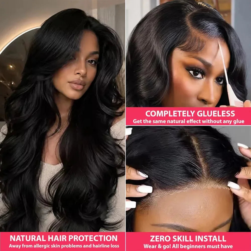 250 Density 100% Human Hair Body Wave 5x5 Glueless Lace Frontal Wigs 13x6 HD Lace Front Wig 40 Inch 13x4 Brazilian Black Clourse