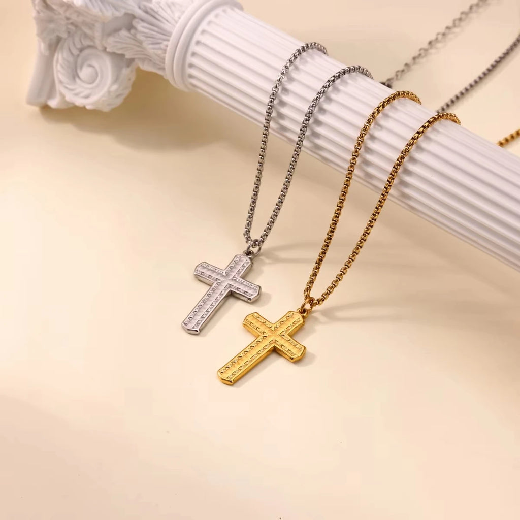 Stainless Steel Cross Pendent Necklaces for Women Men Gold Color Religion Clavicle Chains Necklaces 2026 Trend Jewelry Wholesale