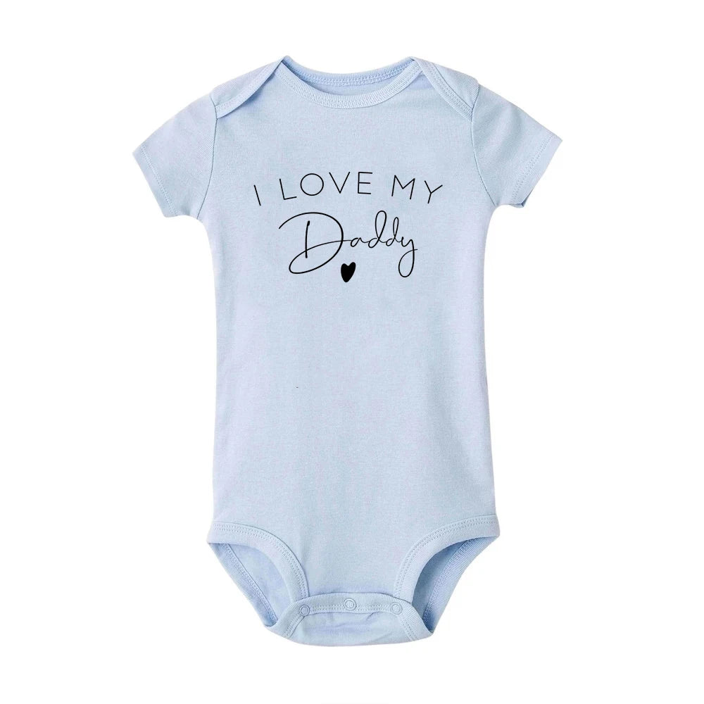 I Love My Mommy Daddy Auntie Baby Infant Romper Fashion Summer Short Sleeve Jumpsuit Toddler Girl Boy Bodysuits Clothes Gifts