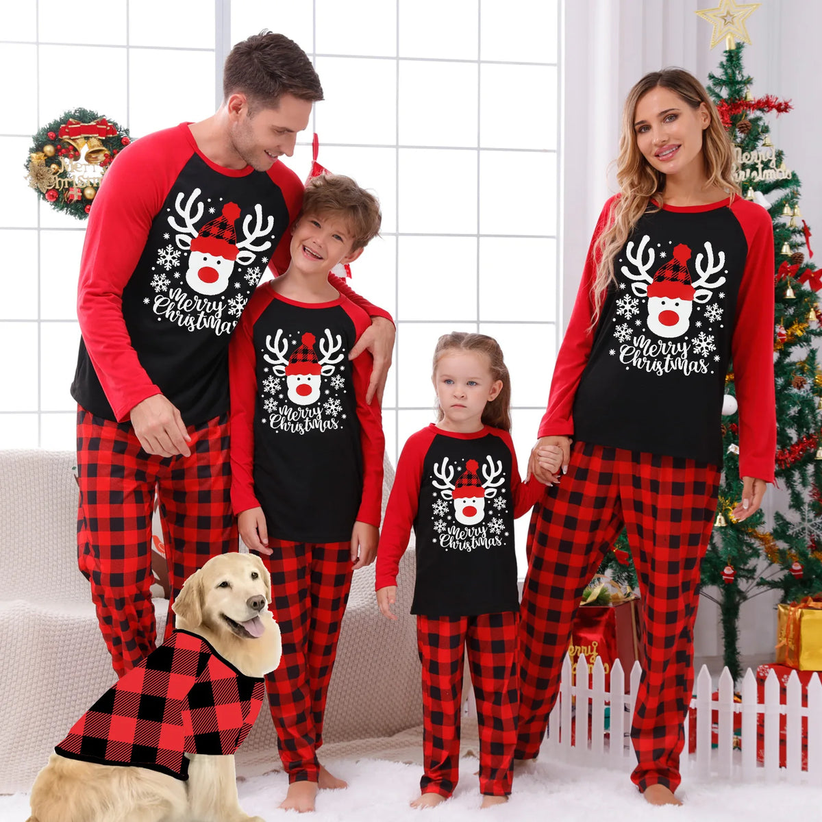 Christmas Family Matching Outfits Mom Dad Kids 2 Pieces Pajamas Set Baby Rompers Casual Loose Sleepwear Xmas Family Look Pyjamas