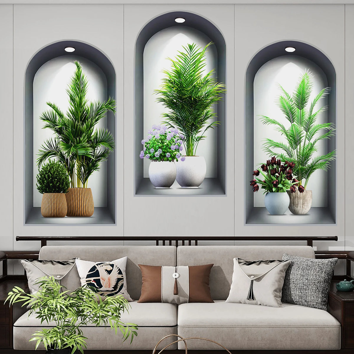 18 Styles Simulated Archway Niche Potted Plant Painting Wall Stickers Bedroom Living Room Hall Peel & Stick Art Mural Decals
