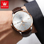 OLEVS 2935 Men Watch Luxury Brand Quartz Watch Business Leather Strap Double Calendar Waterproof Men's Watch Relogios Masculino