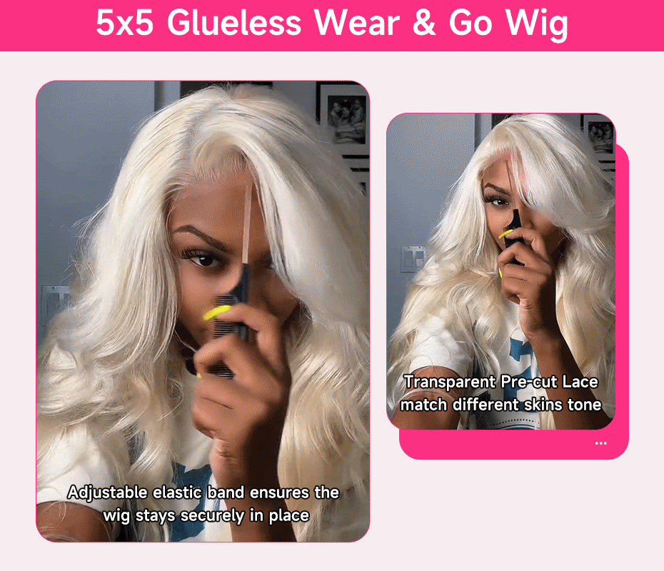 613 Glueless Wigs Human Hair 5x5 Lace Closure Wig Bone Straight Blonde Pre Plucked Glueless Wig Remy Human Hair Wigs Ready To Go