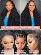300% High Density Burmese Curly Lace Front Human Hair Wigs HD Transparent 13x6 13x4 Deep Wave Lace Frontal Wig Real Virgin Hair 40 46 Inch Water Wave Human Hair Wigs For Women Preplucked Hairline