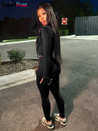 Weird Puss Sporty Casual 2 Piece Set Women Tracksuit Hooded Zip Crop Tops+Leggings Fitness Soft Stretch Streetwear Activity Suit