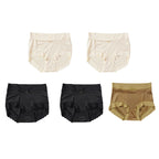 5 PCS High-waist Women's Simple Satin Ice Silk Seamless Underwear Female Breathable High Quality Panties Butt Lift Briefs