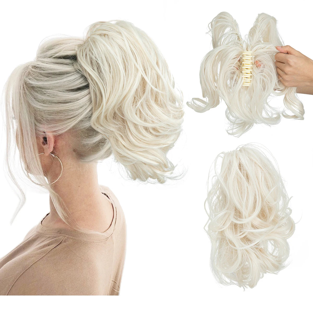 Synthetic Diy Claw Clip In Ponytail Hair Extensions Hairpiece Hair Bun Fake Black Blonde Natural Hair False Pigtail for Women