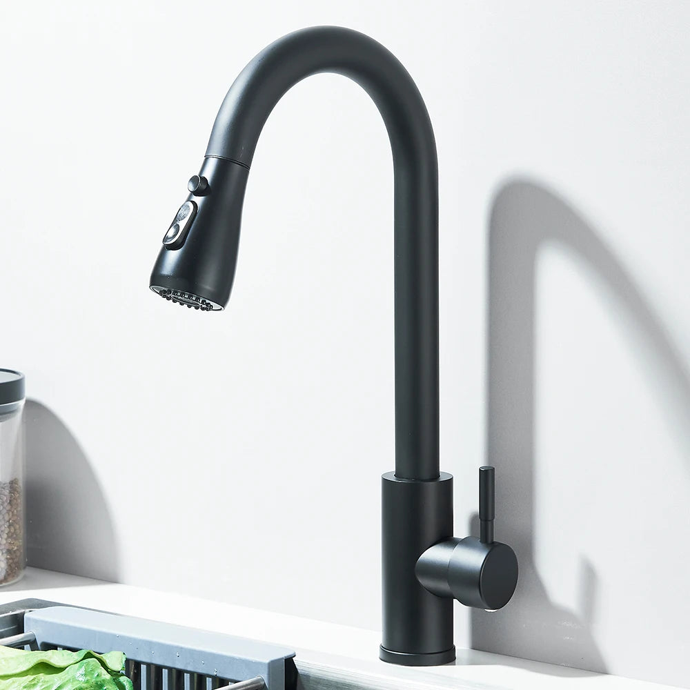 Kitchen Faucet Pull Out Brushed Nickle Stainless Steel Black Kitchen Mixed Tap Kitchen Sink Tap