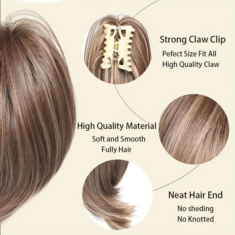Women's Elegant Claw Messy Bun HairPiece Scrunchies Synthetic Straight Chignon Ponytail Clip-in Hair Extensions