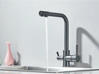 Chrome Purified Water Kitchen Faucet Pure Water Filter Deck Mounted Faucet Crane Dual Handles Hot Cold Water Mixer Taps