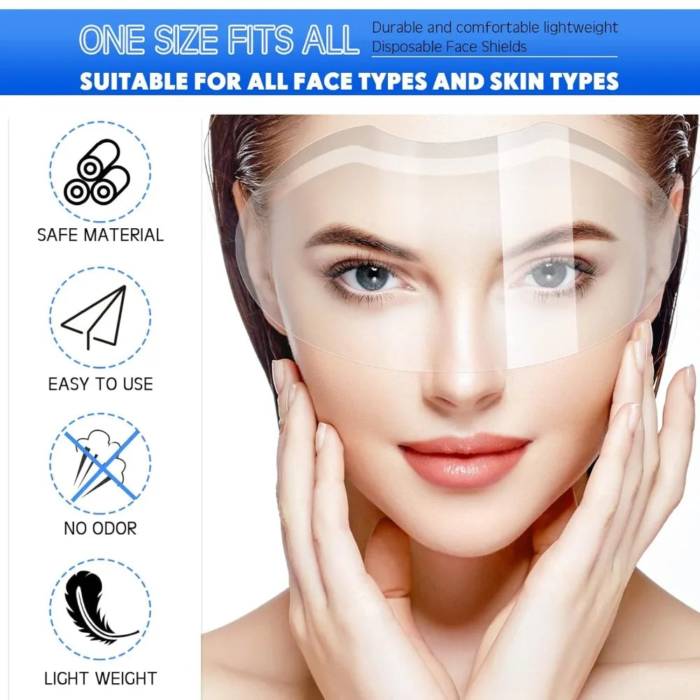 50Pcs Makeup Shower Face Visors Disposable Plastic Shower Visor Clear Face Cover Hairspray Salon Eyelash Extensions Styling Tool