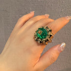 Vintage Pumpkin Blue Crystal Rings Open Finger Jewelry Black Dripping Oil Halloween Thanksgiving Day Accessories For Women 2025