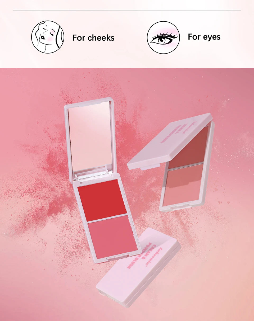 2Color Blush Cream and Brush Powder Long-lasting Wearing High Pigment Natural Matte Blush For Girl Blush Cosmtics