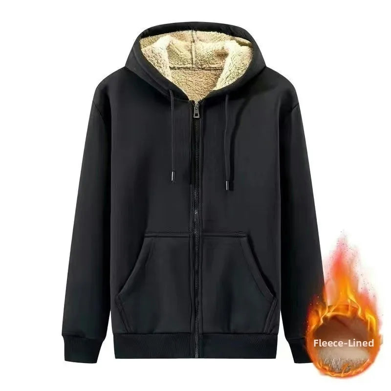 American Style Hooded Zipper Jacket Lamb Velvet Men Women Autumn Winter Thickened Long Sleeve Sweatshirt Warm Youth Fashion