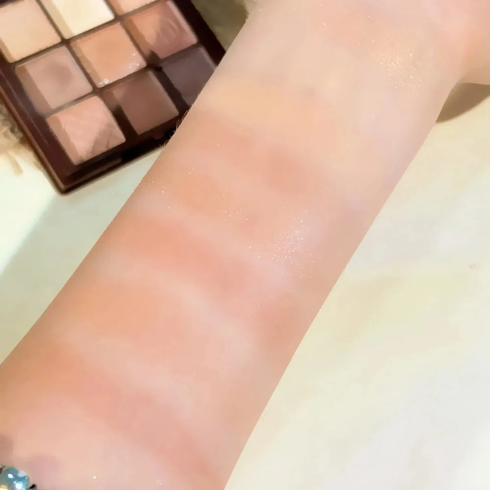 Chocolate Brown Eyeshadow Palette 9 Shades Matte Shimmer Long Wearing Cruelty Free Makeup