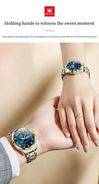 OLEVS 2906 Fashion Date Quartz Couple Watches Diamond Top Brand Luxury Watch For Men Women Waterproof Stainless Steel Wristwatch