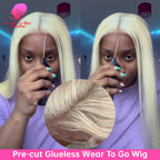 613 Glueless Wigs Human Hair 5x5 Lace Closure Wig Bone Straight Blonde Pre Plucked Glueless Wig Remy Human Hair Wigs Ready To Go