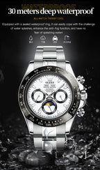 OLEVS 6654 Luxury Brand Original Automatic Man Watch Stainless Steel Waterproof Moon Phase Dual Calendar Mechanical Wristwatches