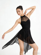 Lyrical Dance Costume for Women White Contemporary Dance Dress Asymmetric Flowy Ballet Dancewear