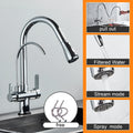 Matte Black Pure Water Kitchen Faucet Dual Handle Hot and Cold Drinking Water Pull Out  Kitchen Mixer Taps