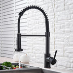 Spring Brushed Nickel Kitchen Faucet Deck Mounted Mixer Tap 360 Degree Rotation Stream Sprayer Nozzle Kitchen Sink Hot Cold Taps