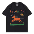 Funny Ketamine Horse Meme T-shirt Men Women Clothing Harajuku Y2k Short Sleeve T Shirts Summer Fashion Casual Cotton T-shirts