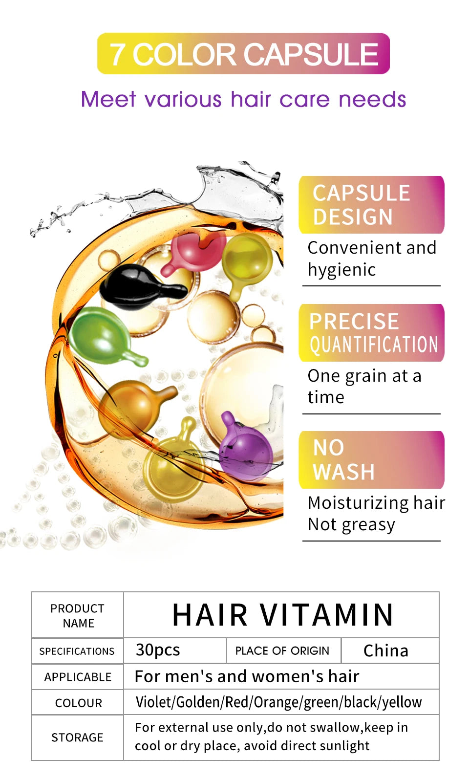 3IN1 Keratin Complex Oil Hair Vitamins Capsule Smooth Silky Hair Mask Repair Thermal Protection Hair Serum Oil Anti Hair Loss