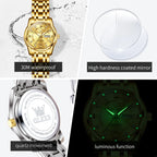 OLEVS 5513 Woman Watch Luxury Diamond Scale Dual Calendar Stainless Steel Strap Waterproof Watches Elegant Ladies Wristwatcheses