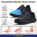 FitVille Men Wide Fit Leather Slip On Casual Loafers, Lightweight Arch Support Walking Shoes, Orthopedic Pain Relief Shoes for Swollen Feet & High Instep