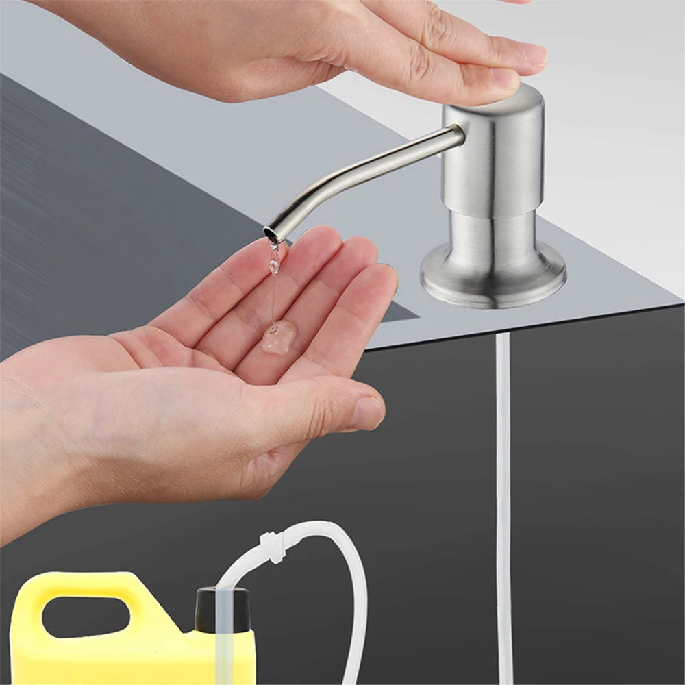 Soap Dispenser for Kitchen Sink Golden Brushed Black Stainless Steel Countertop Dish Sink Detergent Dispenser Pump Bathroom