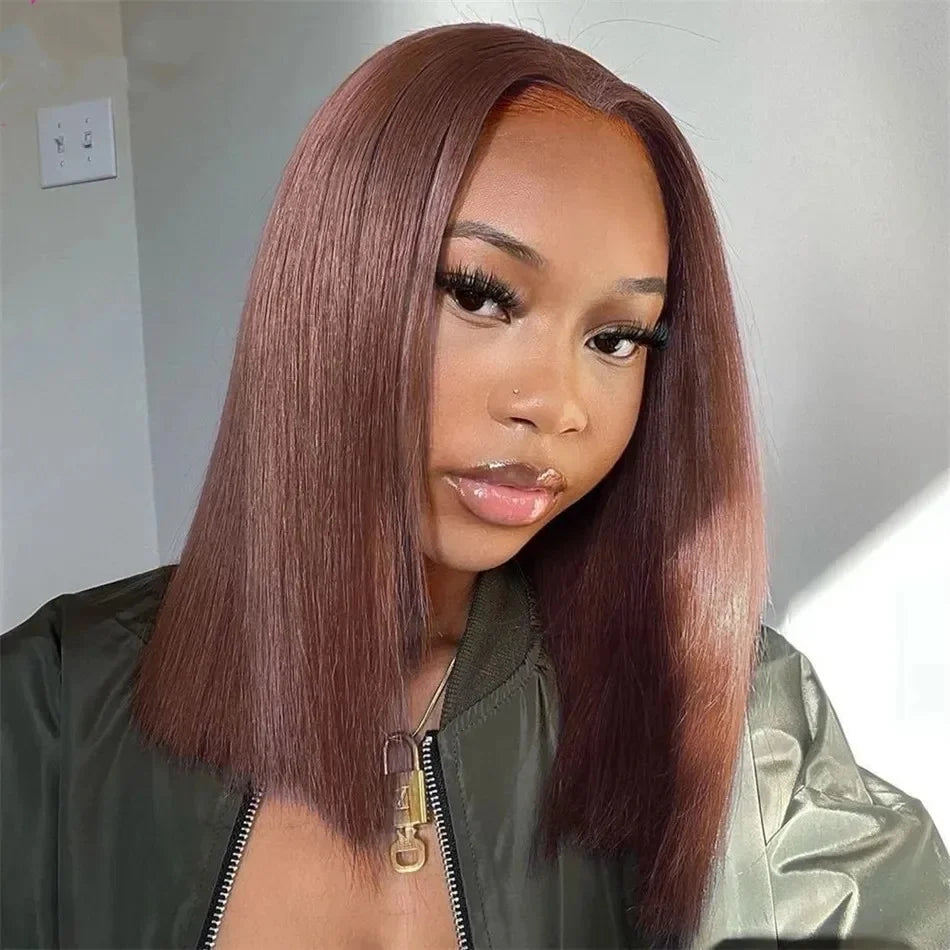 27# Blonde Short Bob Wig Human Hair 210% Straight 13x4 Lace Front Wig Human Hair Bob Wigs for Black Women Burgundy Brown Black