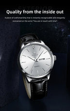 OLEVS 2935 Men Watch Luxury Brand Quartz Watch Business Leather Strap Double Calendar Waterproof Men's Watch Relogios Masculino