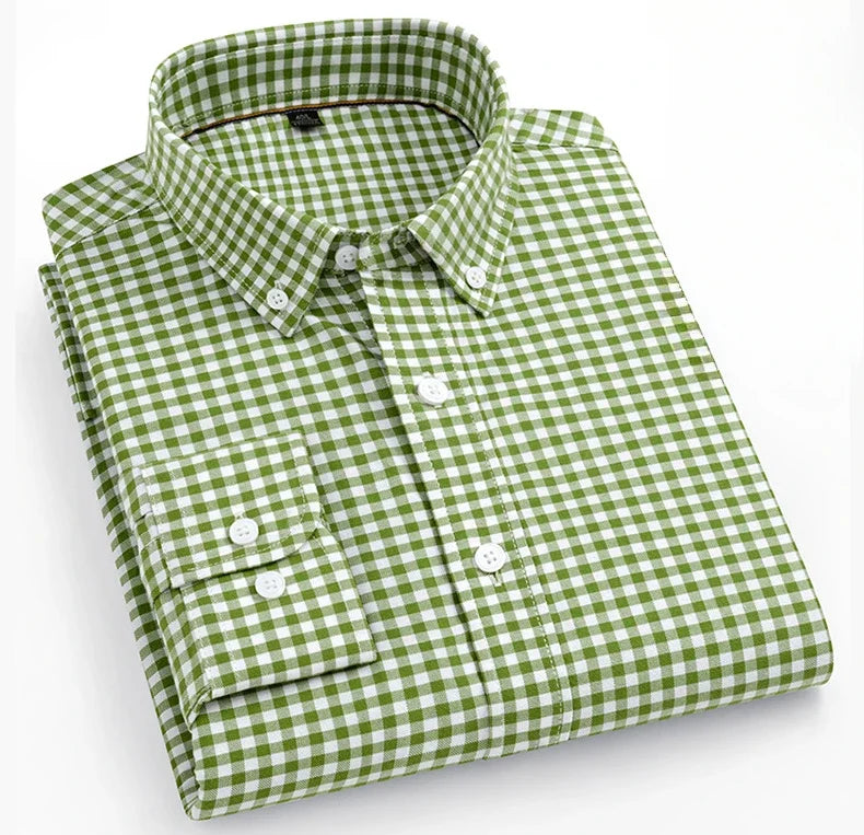 New In Shirt 100%Cotton Fashion Long Sleeve Shirts for Man Slim Fit Formal Plian Shirt Soft Casual Office Designer Plaid Clothes
