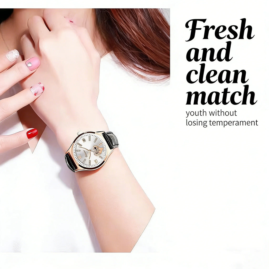 RUIXINE Fashion Woman Watches Waterproof Luminous Date Leather Quartz Wristwatch Elegant Dress Ladies Watch For Woman's Gift