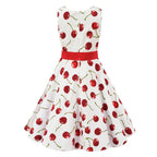 LPATTERN Girls' Vintage Rockabilly Dress Party Retro Polka Dot Floral Pattern A-line Dresses Pleated Skirt Knee-Length for 4-10Y