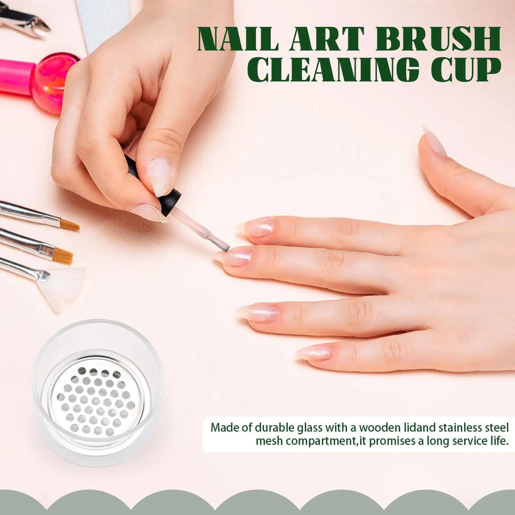 Nail Art Brushes Washing Cup Nail Brush Cleaner Dappen Dish with Lid 3.8*5cm Nail Glitter Acrylic Liquid Powder Removal Cup