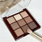 Chocolate Brown Eyeshadow Palette 9 Shades Matte Shimmer Long Wearing Cruelty Free Makeup