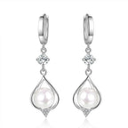 925 Sterling Silver Water Drop Natural Pearl Earrings for Women Wedding Gift Fashion Jewelry