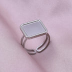Simple Geometry Fashion Stainless Steel Open Rings For Women Men Accessories Silver Color Heart Sun Round Blank Base DIY Anillos