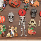 Baroque Luxury Pumpkin Skull Design Brooch for Men and Women, Halloween Jewelry, Fashion Accessories, and Party Gifts
