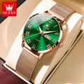 OLEVS 2920 Women's Watch Fashion Original Date Week Display Mesh Strap Roman Dial Luminous Ladies Quartz Wristwatch